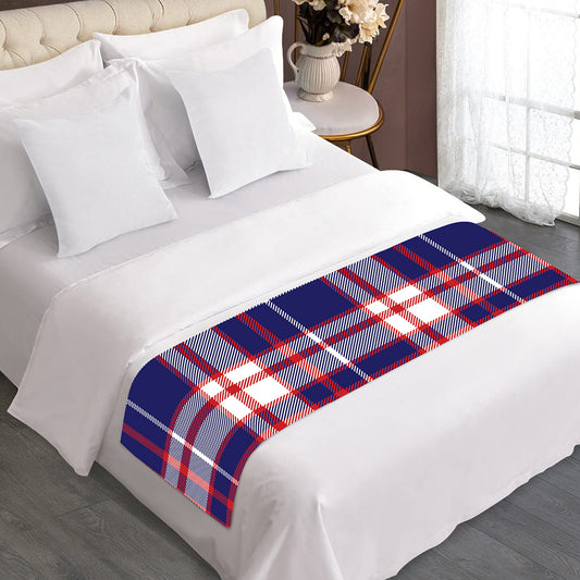 USA Patriotic Plaid Print Bed Runner