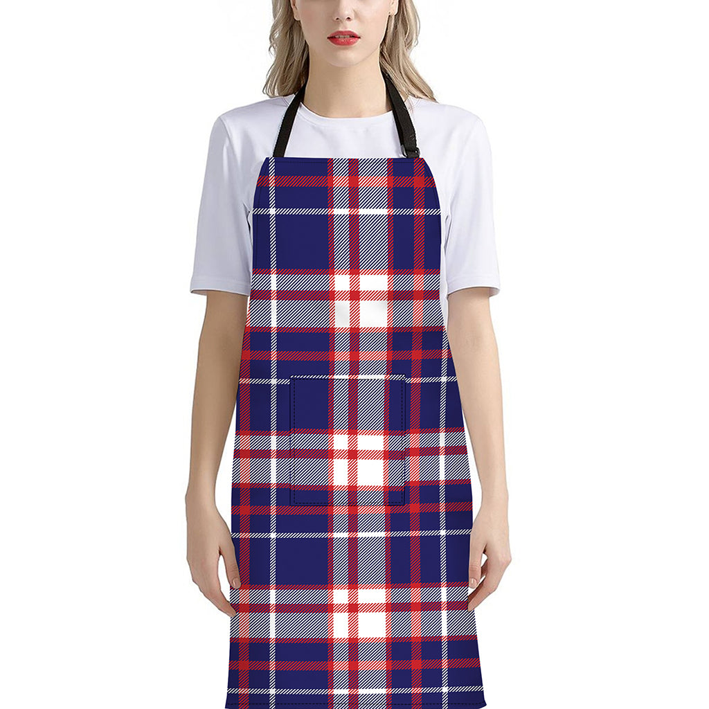 USA Patriotic Plaid Print Bib Apron With Pocket