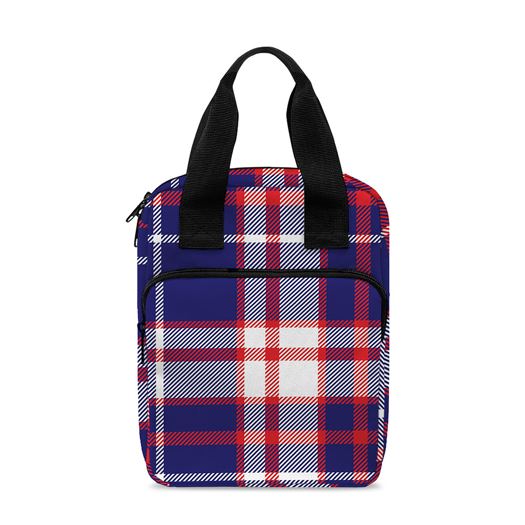 USA Patriotic Plaid Print Bible Tote Bag