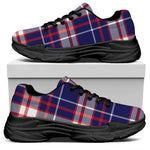 USA Patriotic Plaid Print Black Chunky Shoes