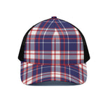 USA Patriotic Plaid Print Black Mesh Trucker Cap