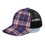 USA Patriotic Plaid Print Black Mesh Trucker Cap