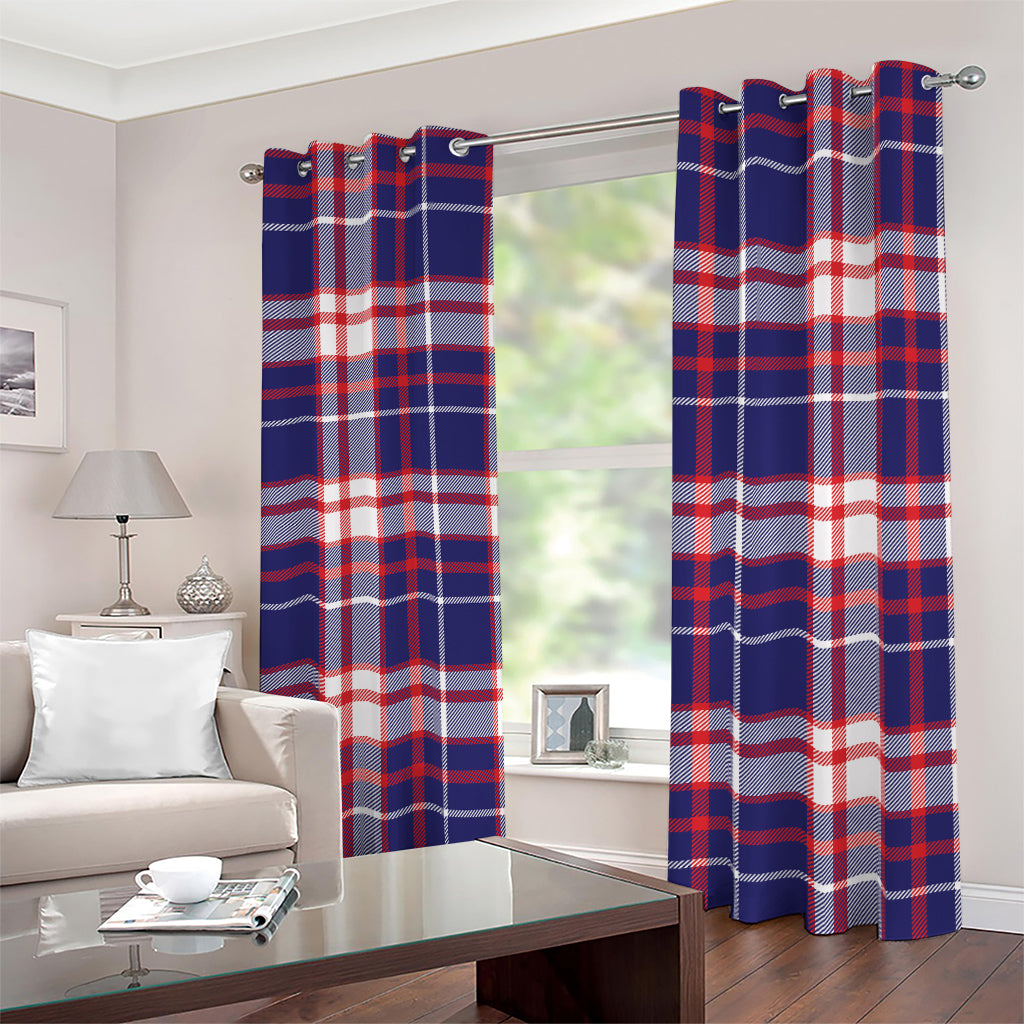 USA Patriotic Plaid Print Blackout Grommet Curtains