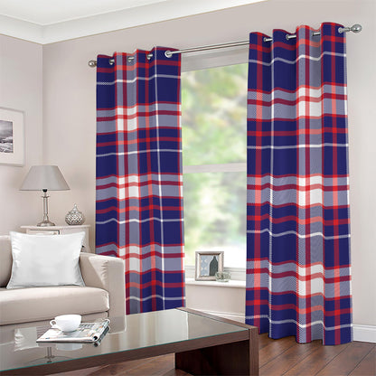USA Patriotic Plaid Print Blackout Grommet Curtains