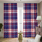 USA Patriotic Plaid Print Blackout Pencil Pleat Curtains