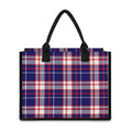 USA Patriotic Plaid Print Canvas Tote Bag