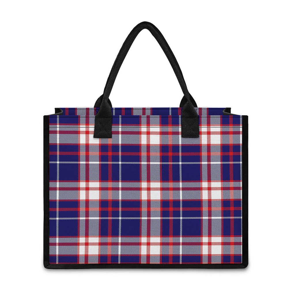 USA Patriotic Plaid Print Canvas Tote Bag