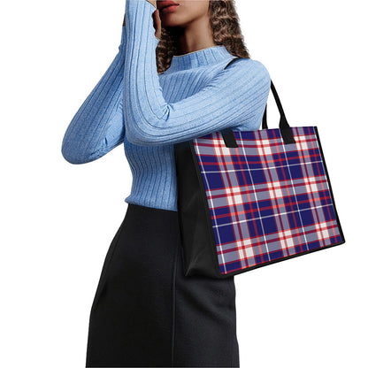 USA Patriotic Plaid Print Canvas Tote Bag