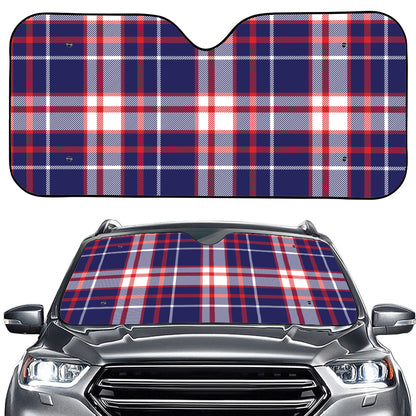 USA Patriotic Plaid Print Car Windshield Sun Shade