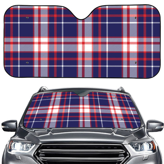 USA Patriotic Plaid Print Car Windshield Sun Shade