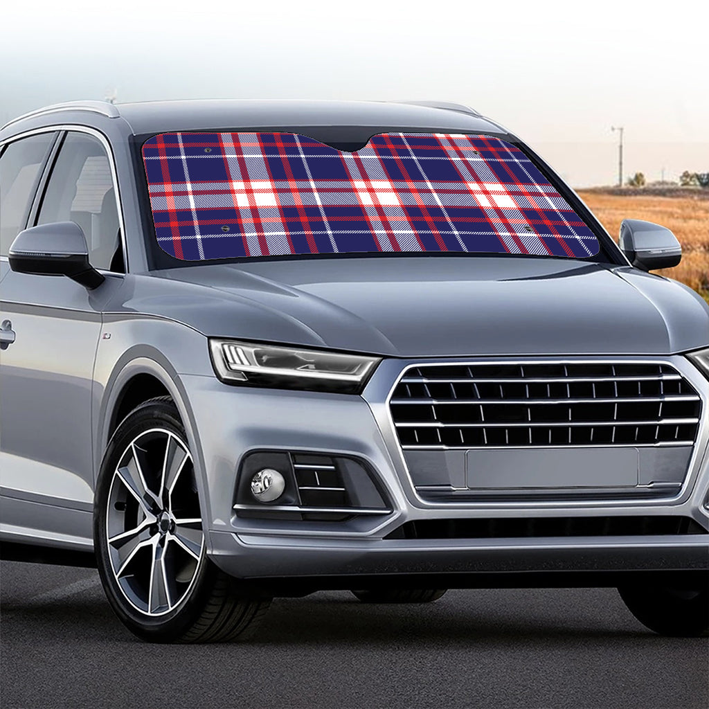 USA Patriotic Plaid Print Car Windshield Sun Shade