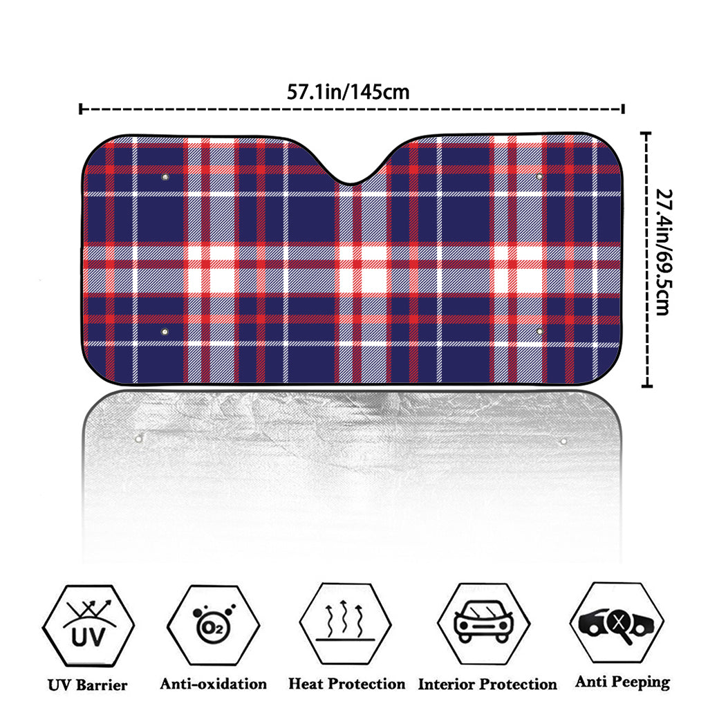 USA Patriotic Plaid Print Car Windshield Sun Shade