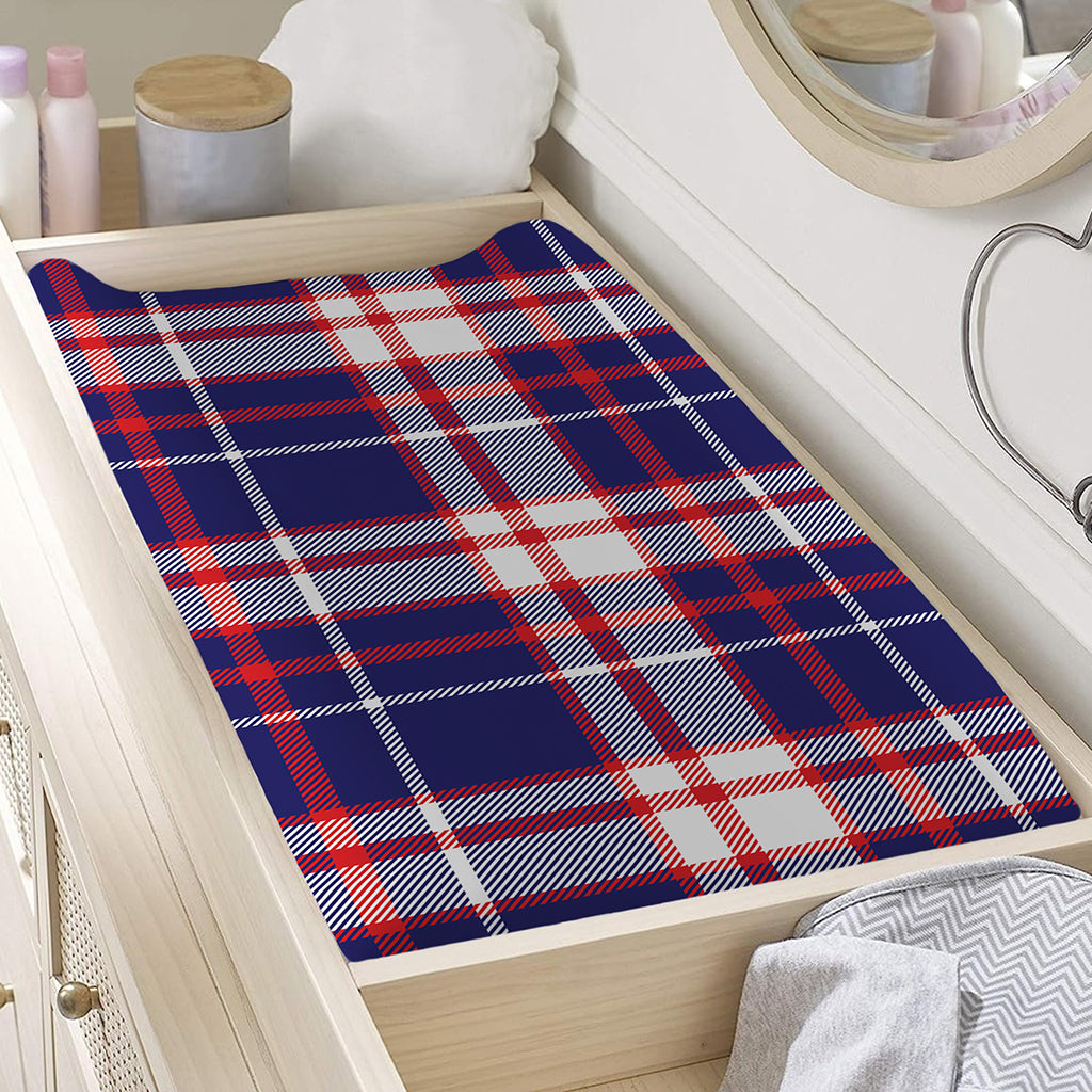 USA Patriotic Plaid Print Changing Pad Cover