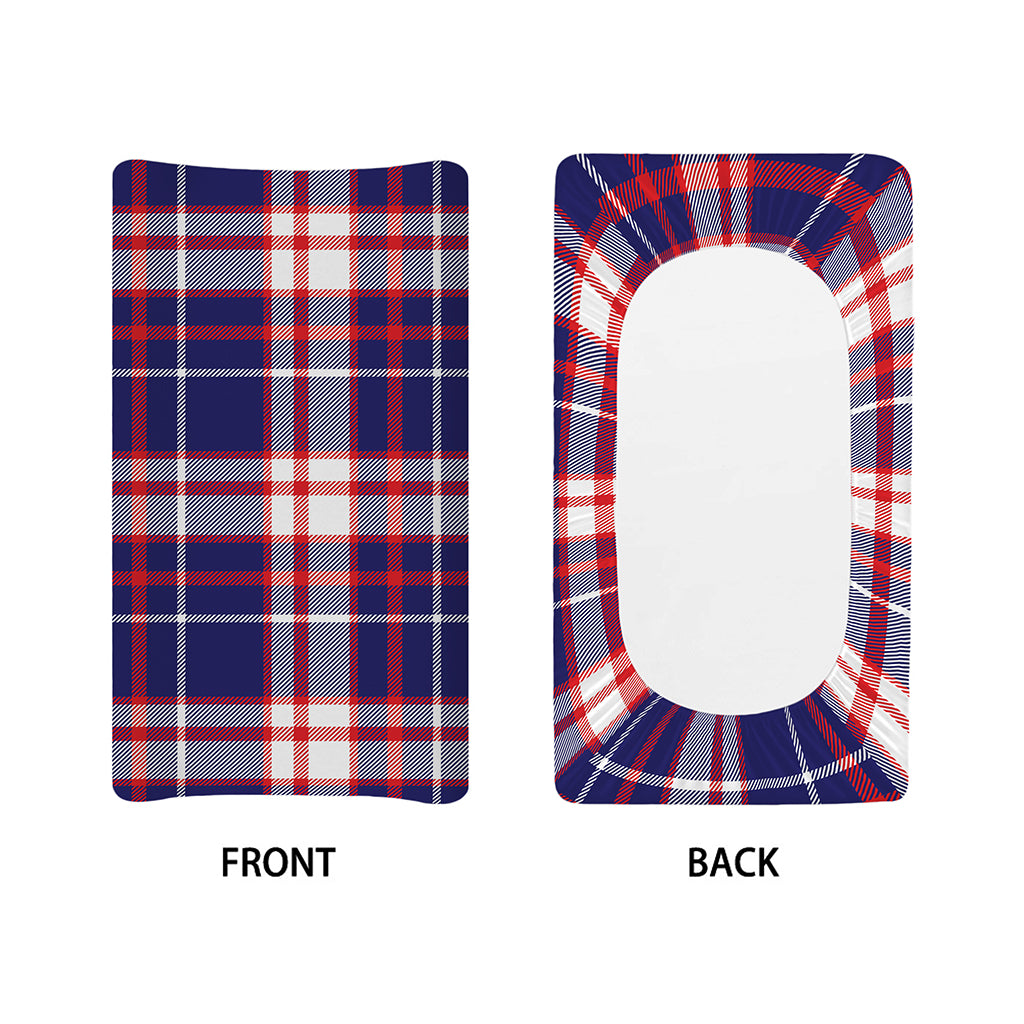 USA Patriotic Plaid Print Changing Pad Cover