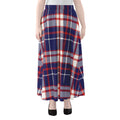 USA Patriotic Plaid Print Chiffon Maxi Skirt