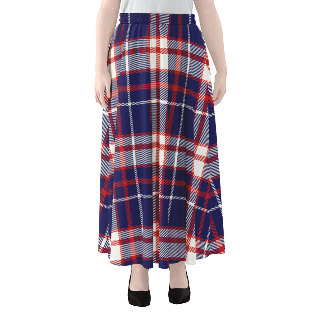USA Patriotic Plaid Print Chiffon Maxi Skirt