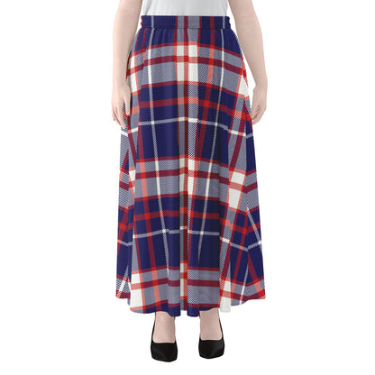 USA Patriotic Plaid Print Chiffon Maxi Skirt