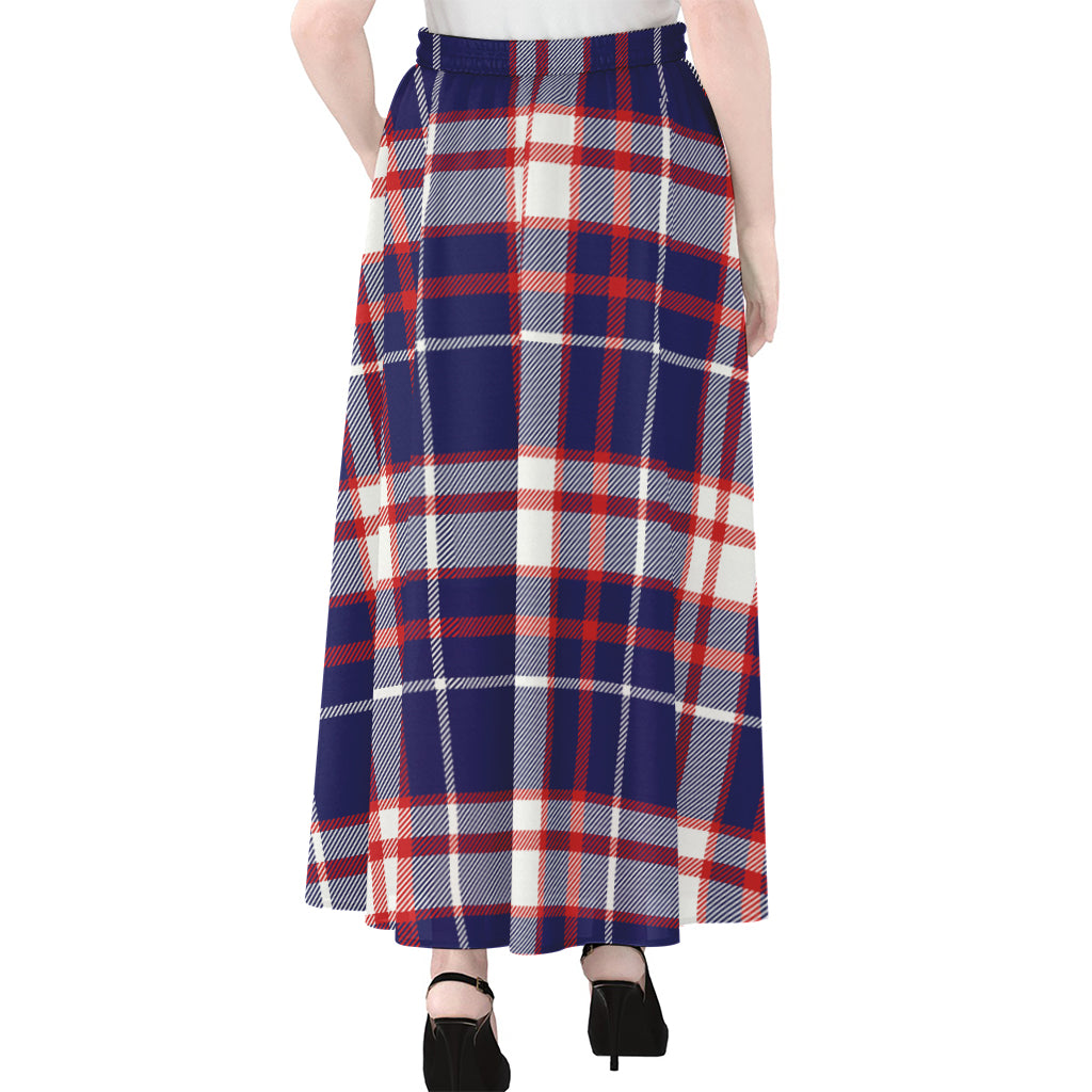 USA Patriotic Plaid Print Chiffon Maxi Skirt
