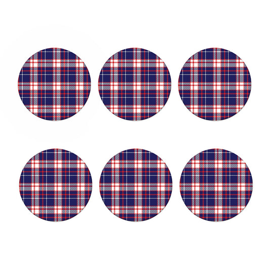 USA Patriotic Plaid Print Coaster Set