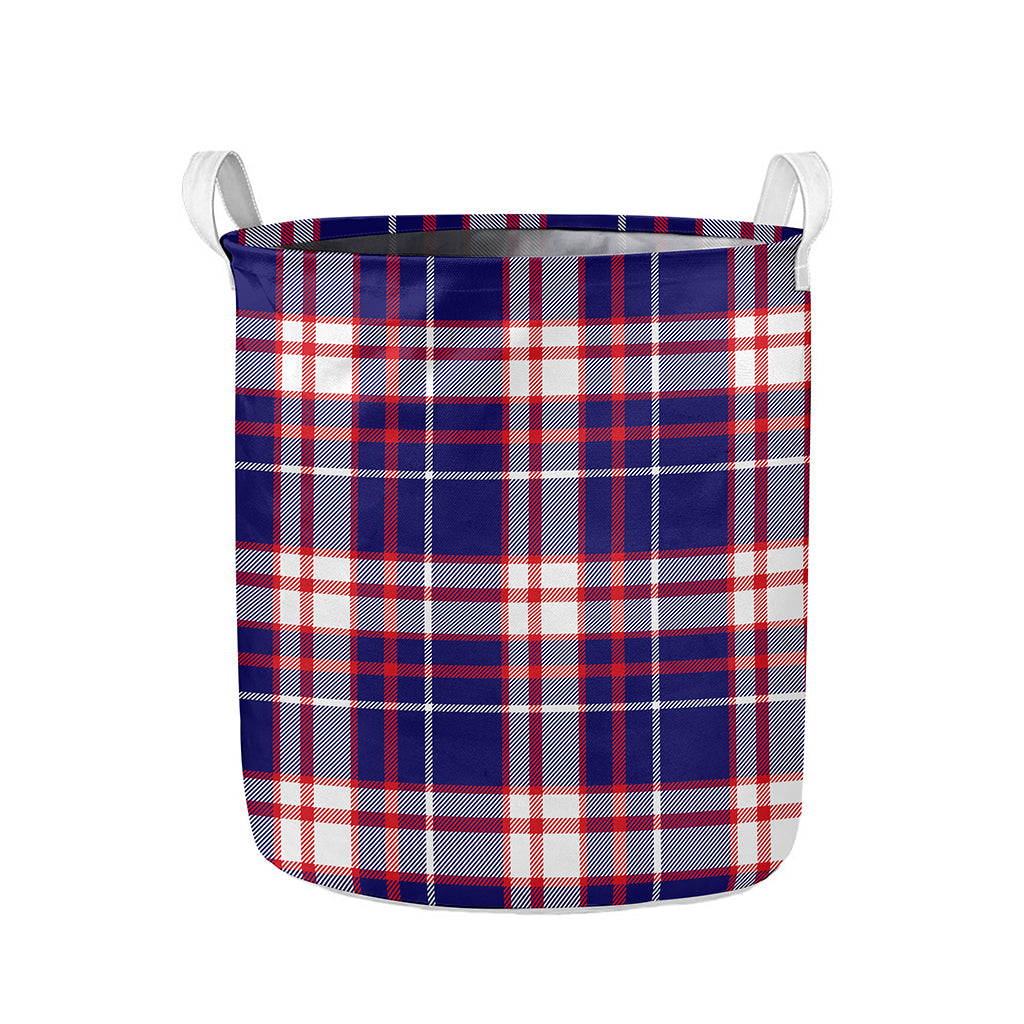 USA Patriotic Plaid Print Collapsible Laundry Basket