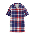USA Patriotic Plaid Print Cotton Hawaiian Shirt