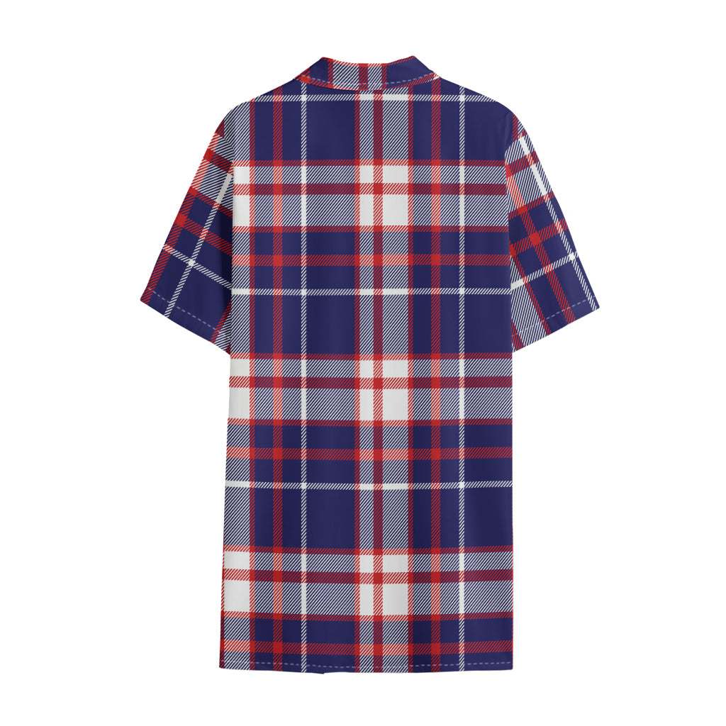 USA Patriotic Plaid Print Cotton Hawaiian Shirt