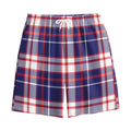 USA Patriotic Plaid Print Cotton Shorts