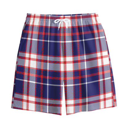 USA Patriotic Plaid Print Cotton Shorts