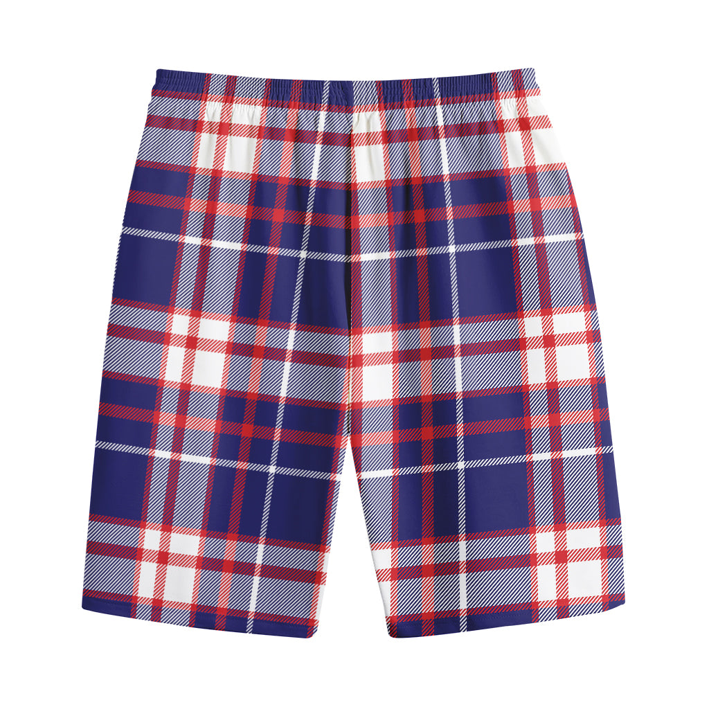 USA Patriotic Plaid Print Cotton Shorts