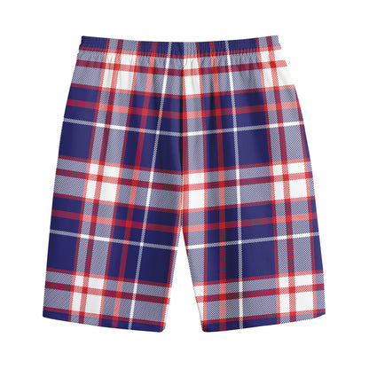 USA Patriotic Plaid Print Cotton Shorts