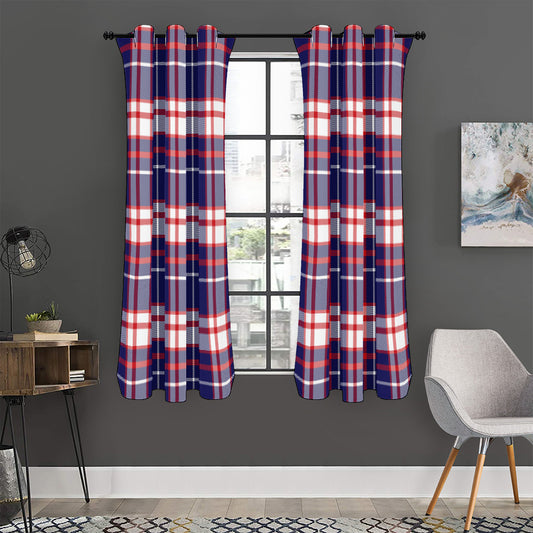 USA Patriotic Plaid Print Curtain