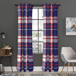 USA Patriotic Plaid Print Curtain