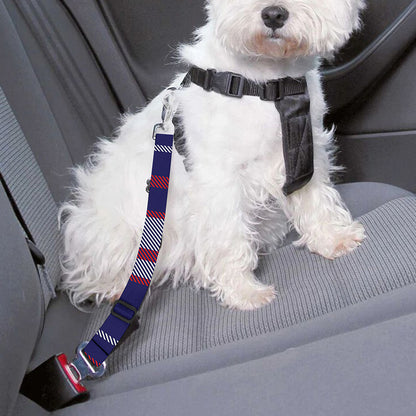 USA Patriotic Plaid Print Dog Seat Belt