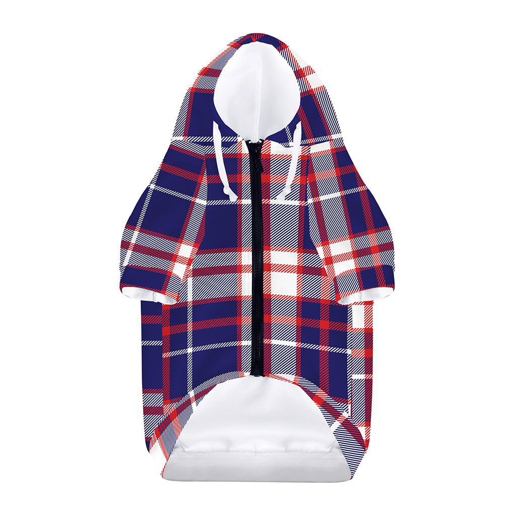 USA Patriotic Plaid Print Dog Zip Up Hoodie