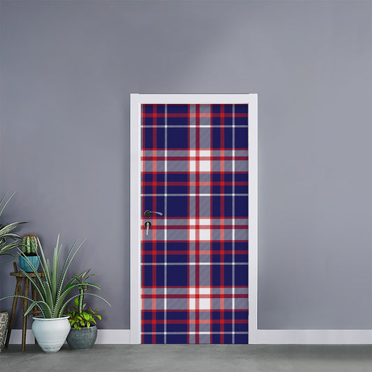 USA Patriotic Plaid Print Door Sticker