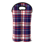 USA Patriotic Plaid Print Double Neoprene Wine Tote