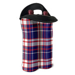 USA Patriotic Plaid Print Double Neoprene Wine Tote