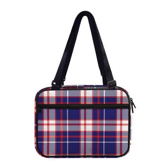 USA Patriotic Plaid Print Double Strap Bible Bag