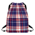 USA Patriotic Plaid Print Drawstring Backpack