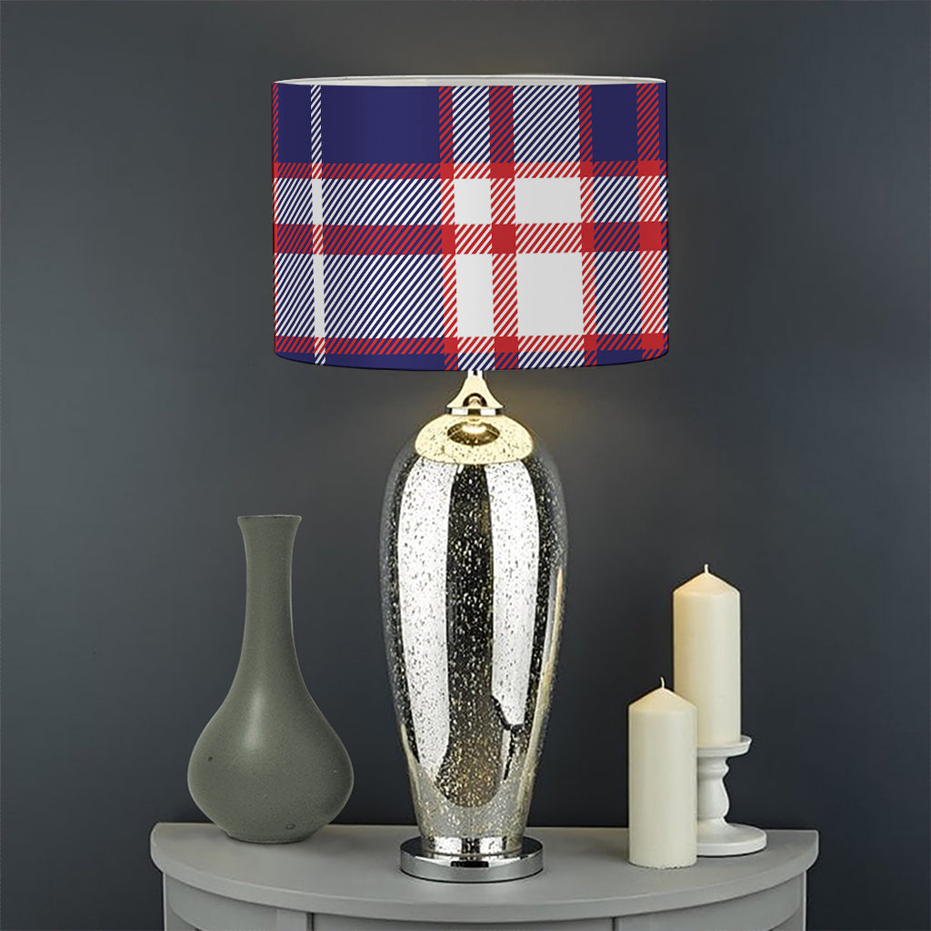 USA Patriotic Plaid Print Drum Lamp Shade