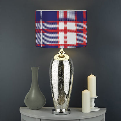 USA Patriotic Plaid Print Drum Lamp Shade