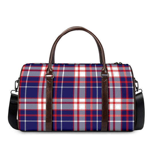 USA Patriotic Plaid Print Duffle Bag