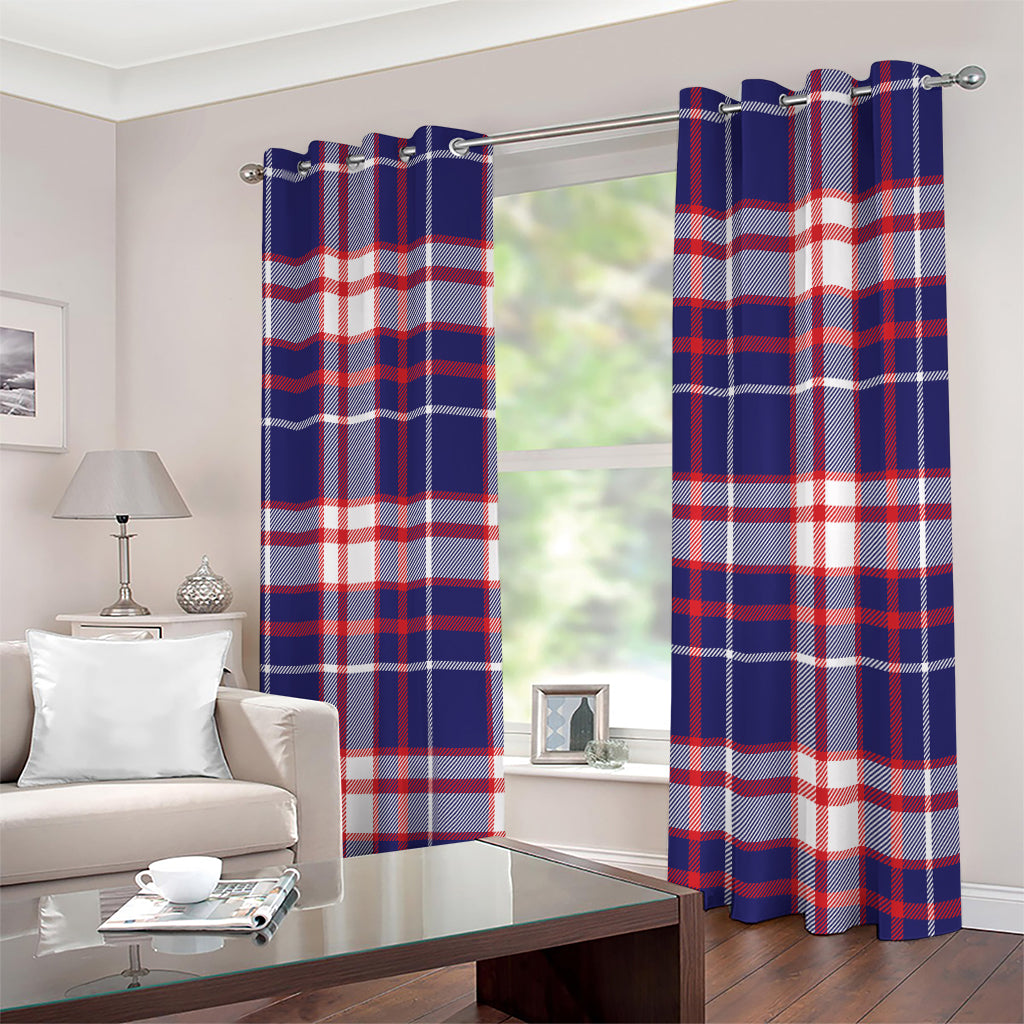 USA Patriotic Plaid Print Extra Wide Grommet Curtains