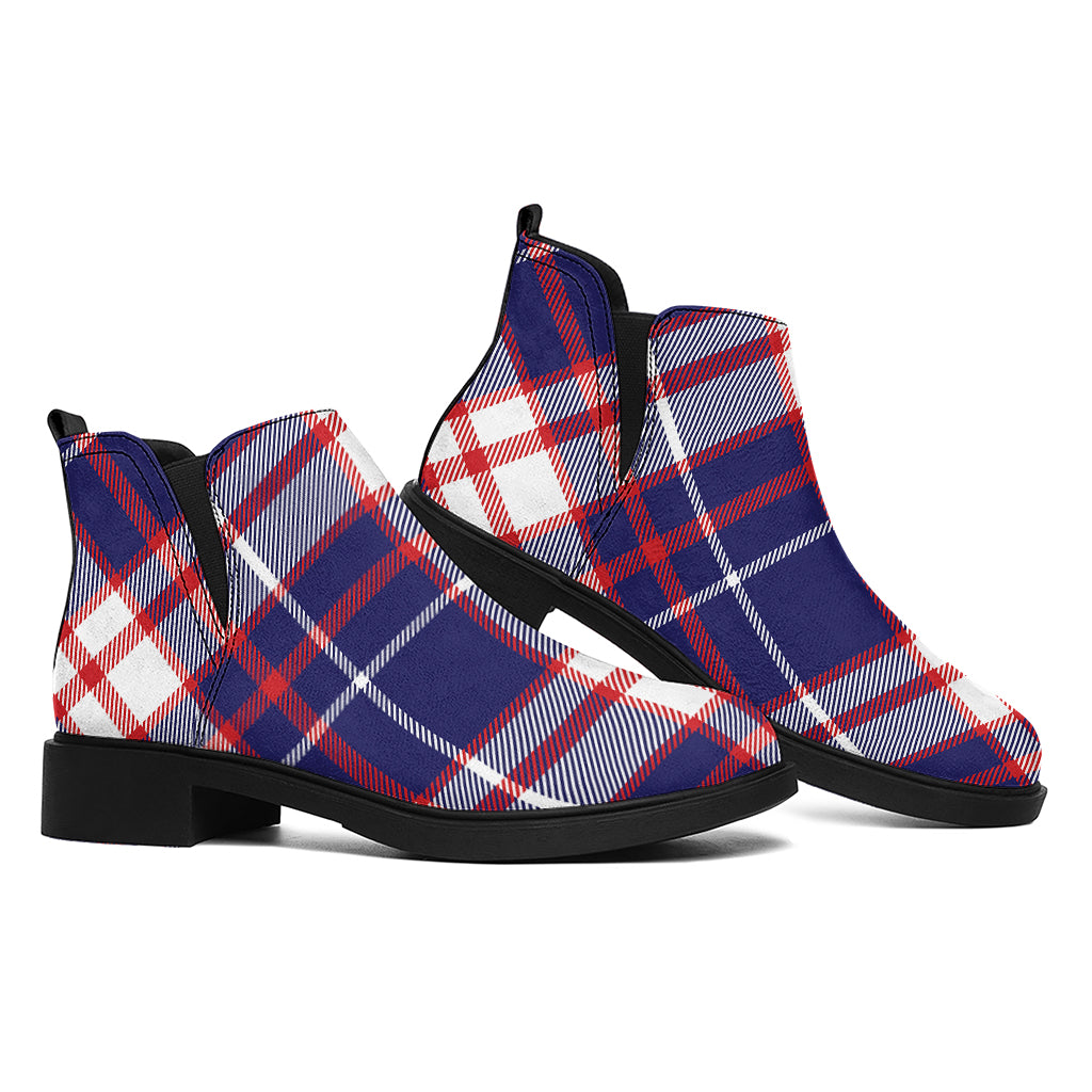 USA Patriotic Plaid Print Flat Ankle Boots