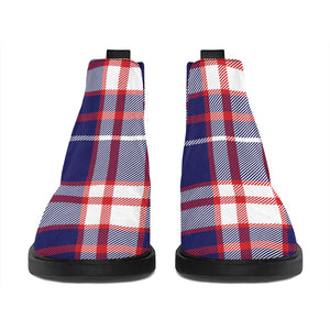 USA Patriotic Plaid Print Flat Ankle Boots