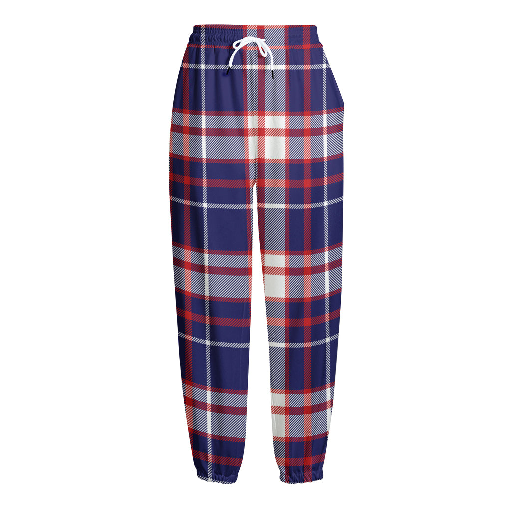 USA Patriotic Plaid Print Fleece Lined Knit Pants