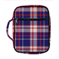 USA Patriotic Plaid Print Front Pocket Bible Bag