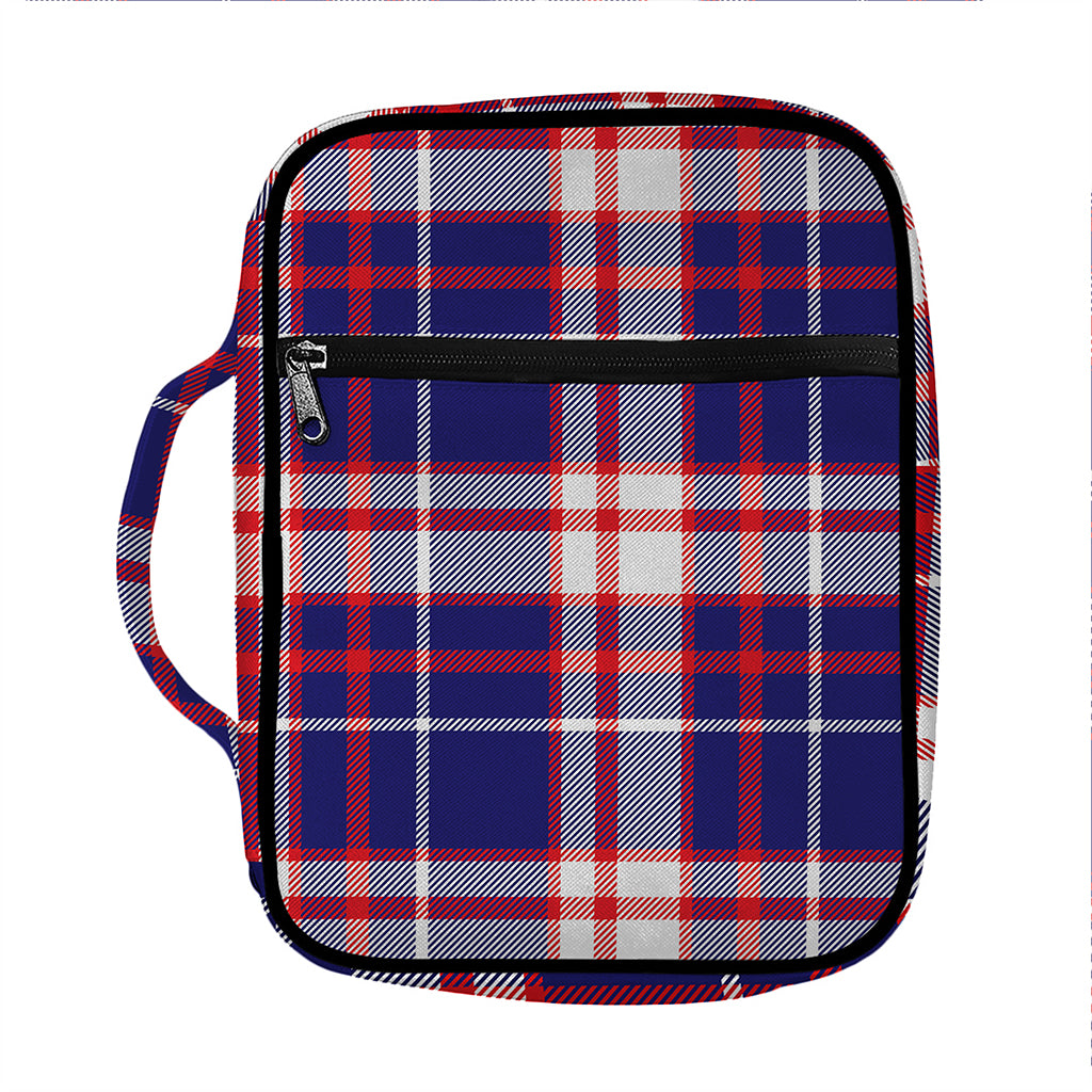 USA Patriotic Plaid Print Front Pocket Bible Bag