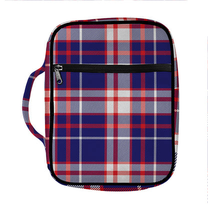 USA Patriotic Plaid Print Front Pocket Bible Bag