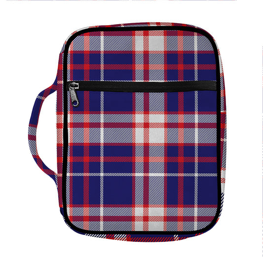 USA Patriotic Plaid Print Front Pocket Bible Bag